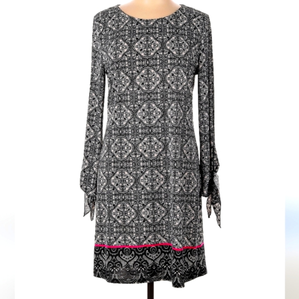 Tacera  Black and White Patterned Dress Size PL